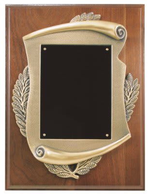 Genuine Walnut Plaque with Scroll Frame & Plate