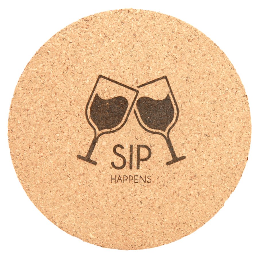 4" Round Solid Cork Coaster