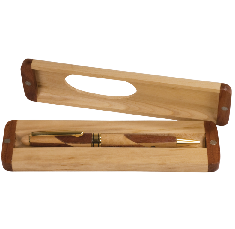 Maple/Rosewood Finish Single Pen Case (Case only, pen not included) 6.75" x 1.875"