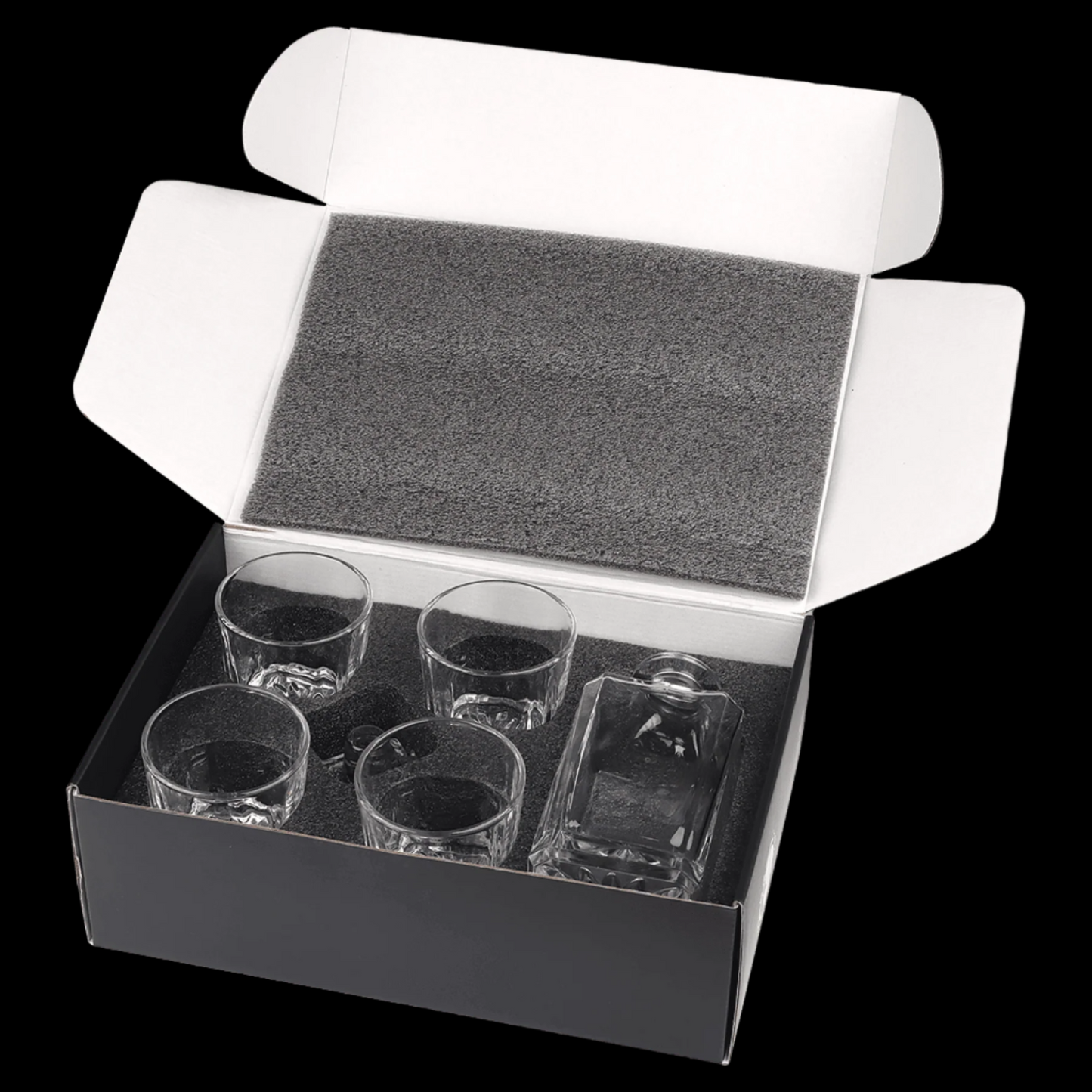 750mL Square Glass Decanter Set with Four 11 oz. Glasses In A Gift Box