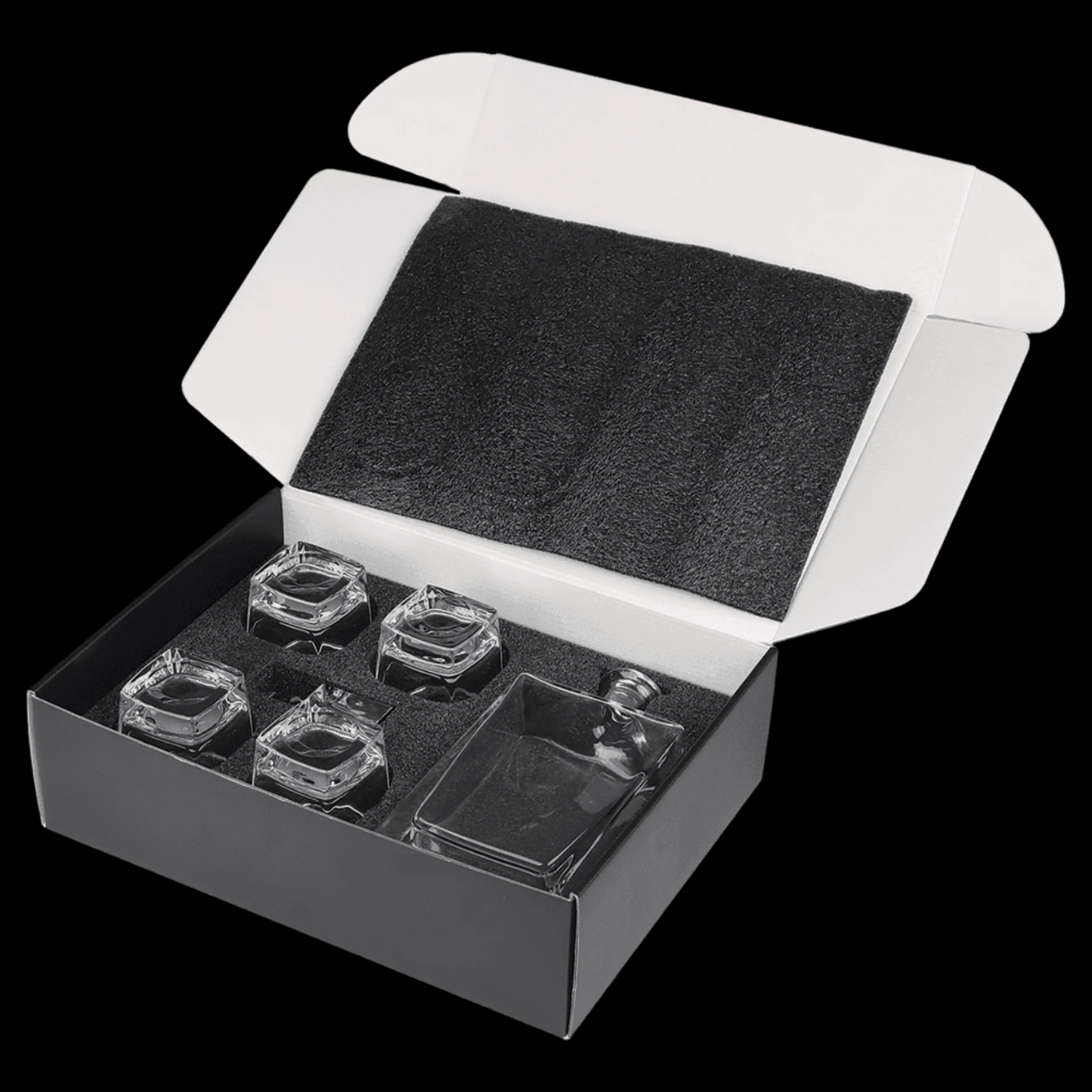 810mL Rectangle Glass Decanter Set with Four 8 oz. Glasses in a Gift Box