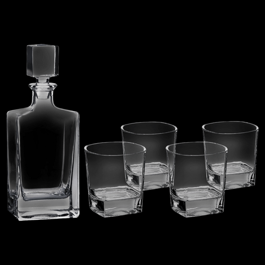 810mL Rectangle Glass Decanter Set with Four 8 oz. Glasses in a Gift Box
