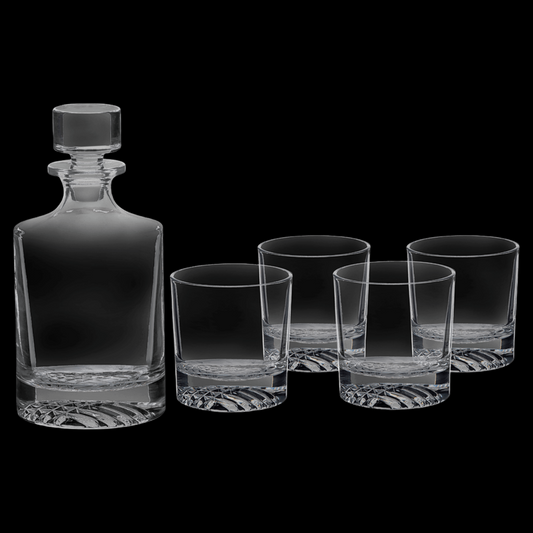 850mL Round Glass Decanter Set with Four 9 oz. Glasses In Gift Box