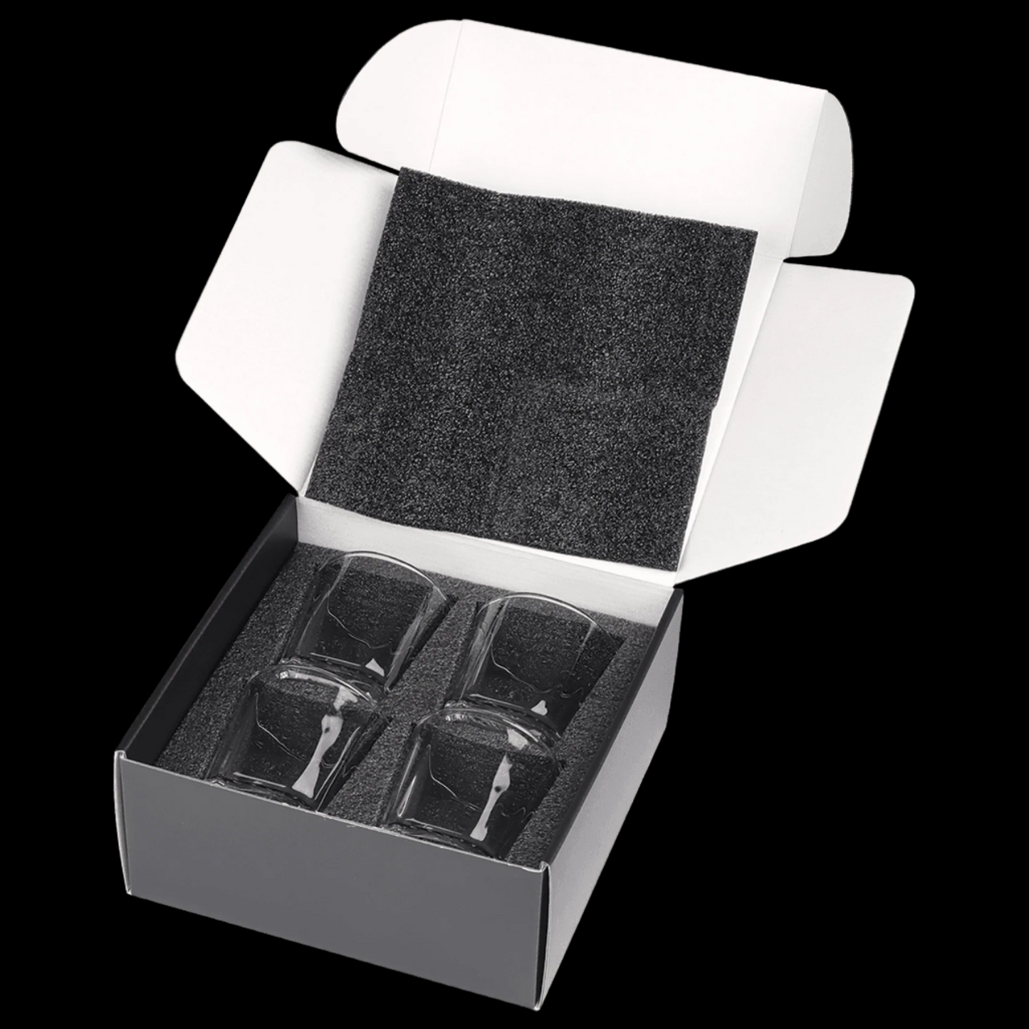 11 oz. Square Rocks Glasses Set of 4 with Gift Box