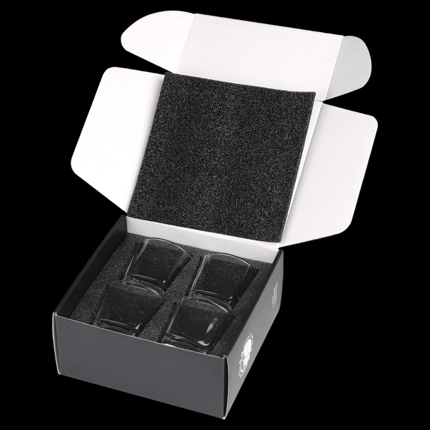 8 oz. Rectangle Rocks Glasses Set of 4 with Gift Box