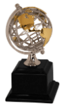 Gold/Silver Globe with Black Piano Finish Base 8.75"