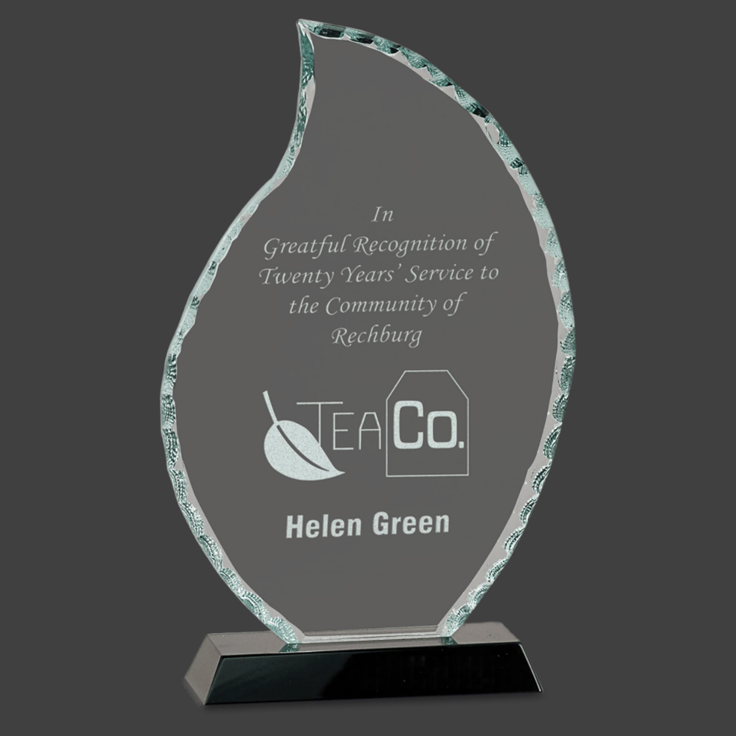 Flame Facet Glass On Black Base