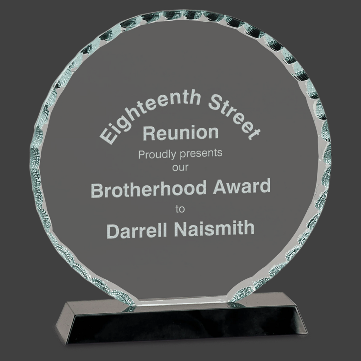 Round Facet Glass On Black Base