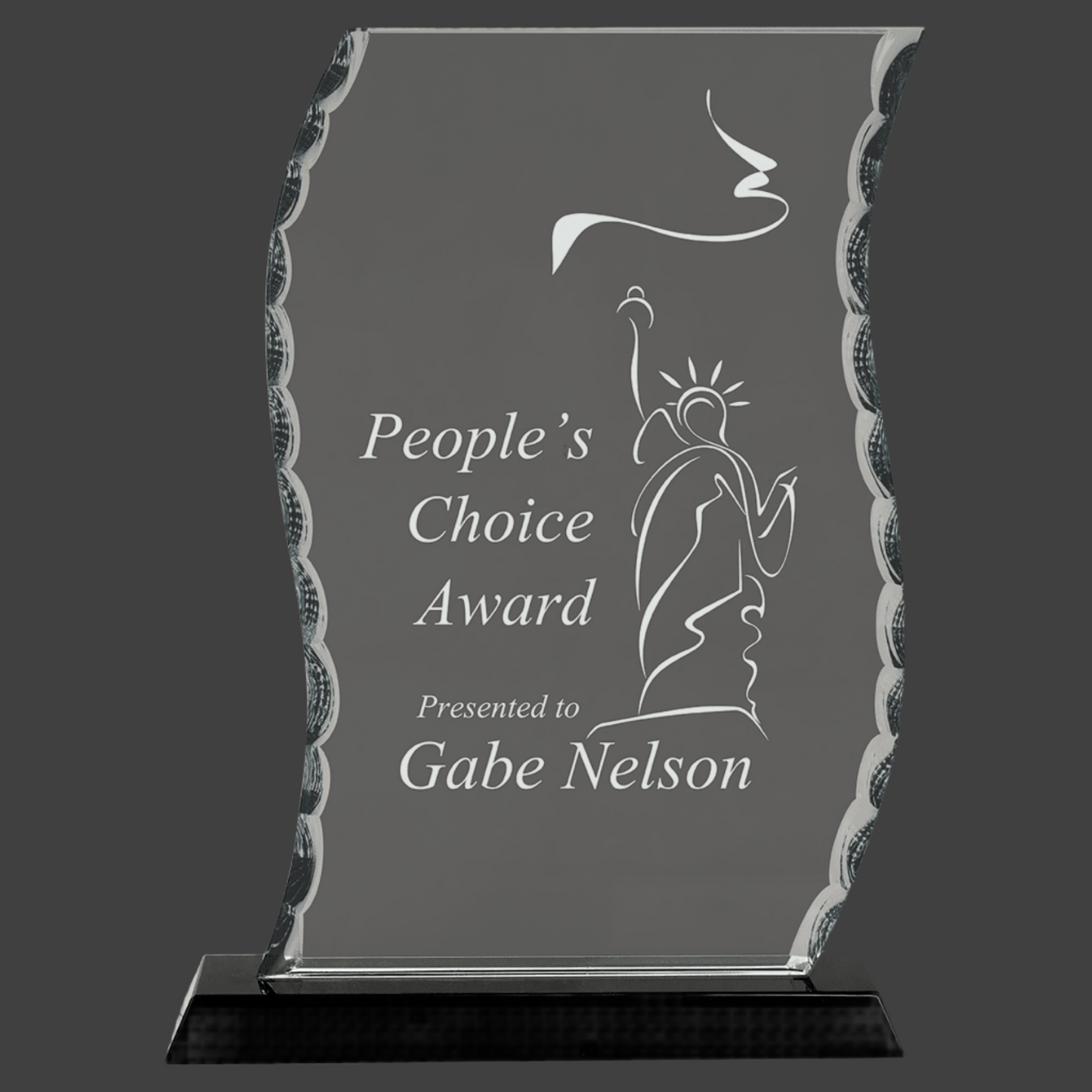 Scroll Facet Glass On Black Base