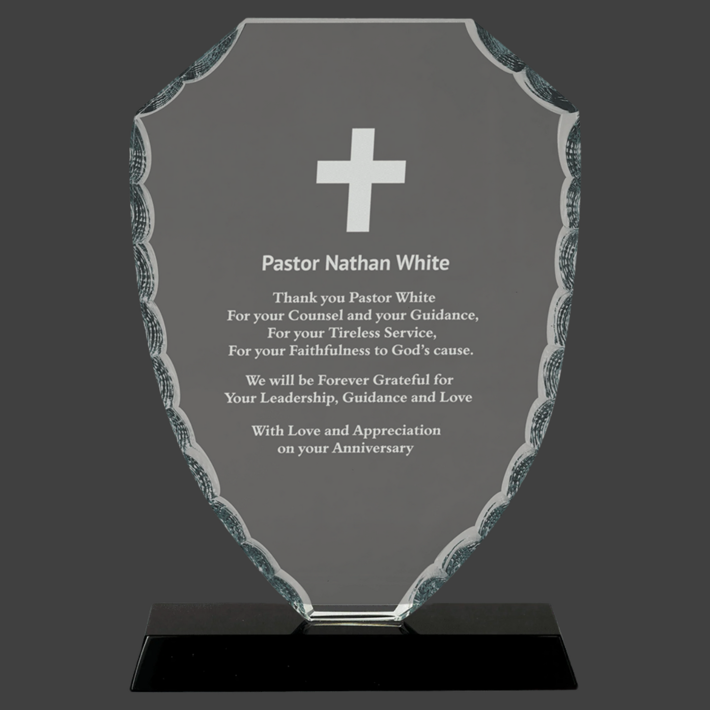 Shield Facet Glass On Black Base