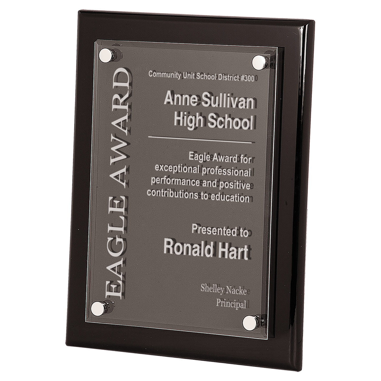 Black Piano Finish Floating Acrylic Plaque