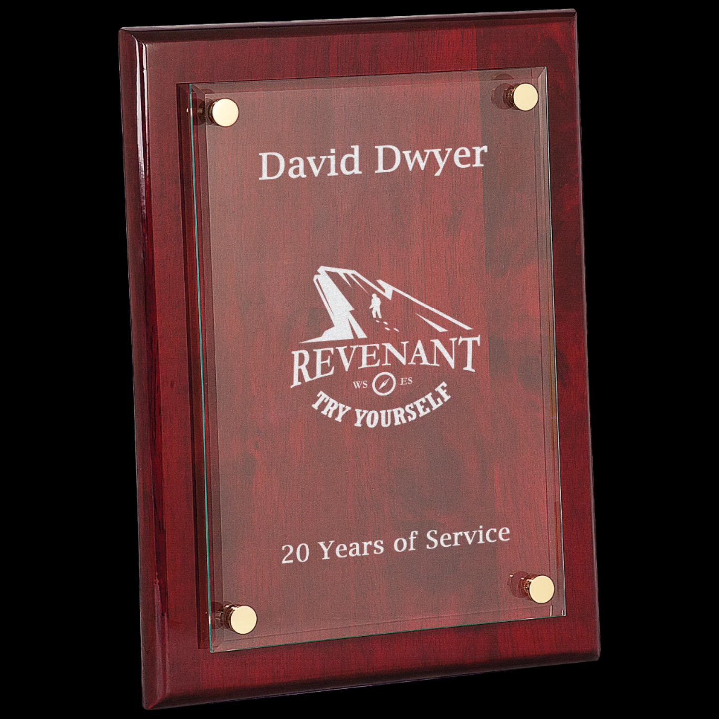 Rosewood Piano Finish Floating Glass Plaque