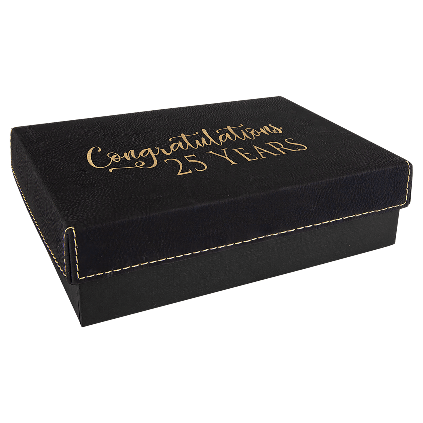 Black/Gold Gift Box with Leatherette Lid