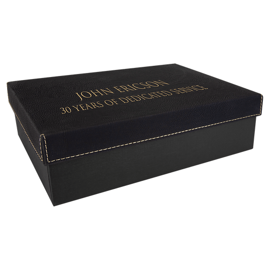 Black/Gold Gift Box with Leatherette Lid