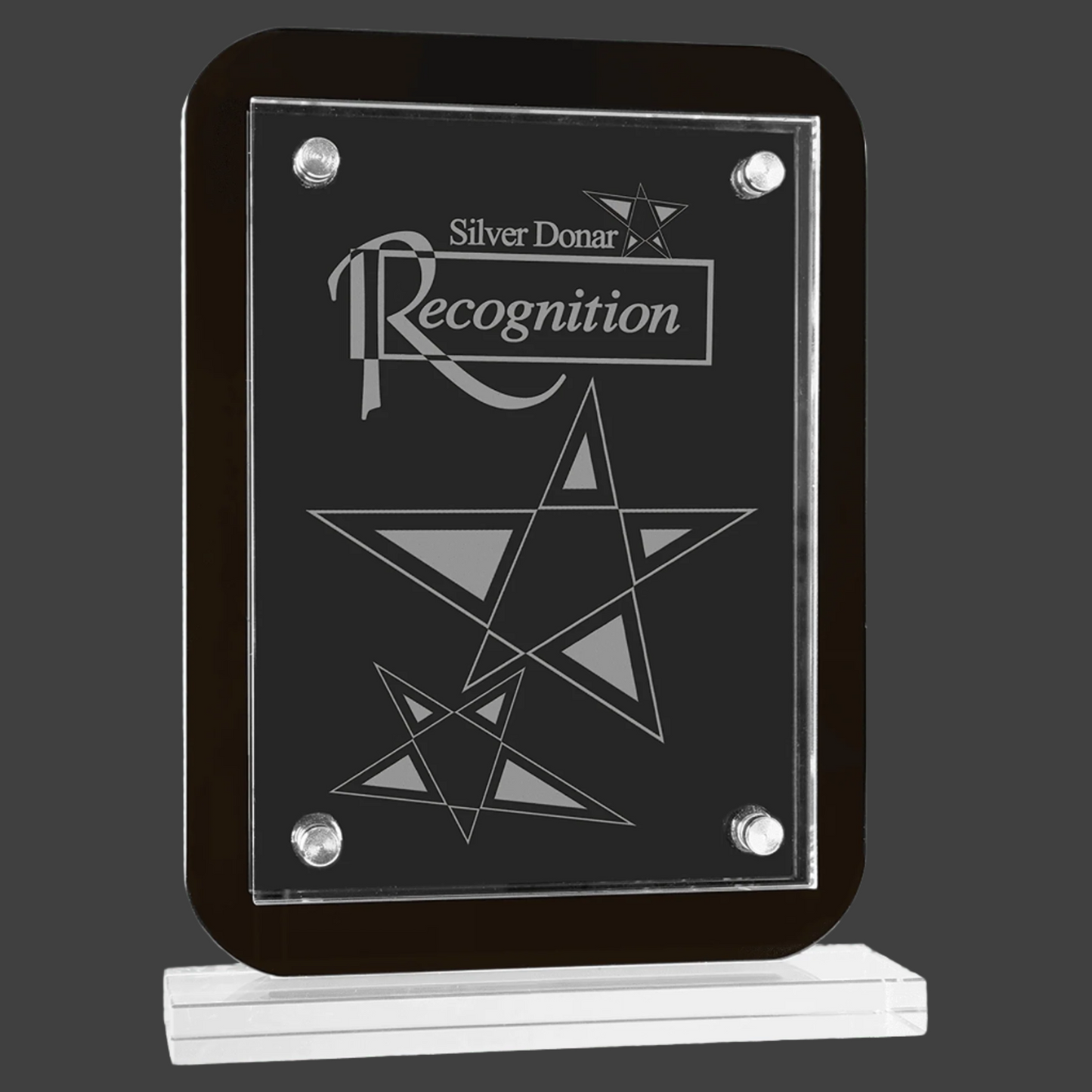 Black Floating Glass Standup Plaque