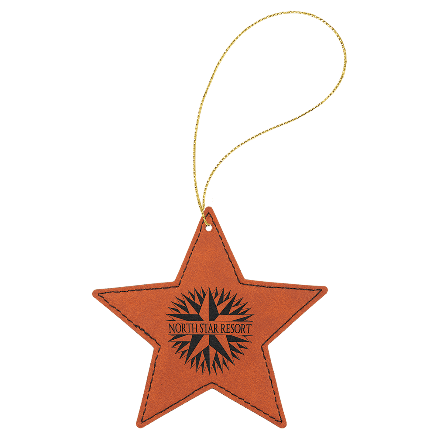 Leatherette Star Ornament with String 4"