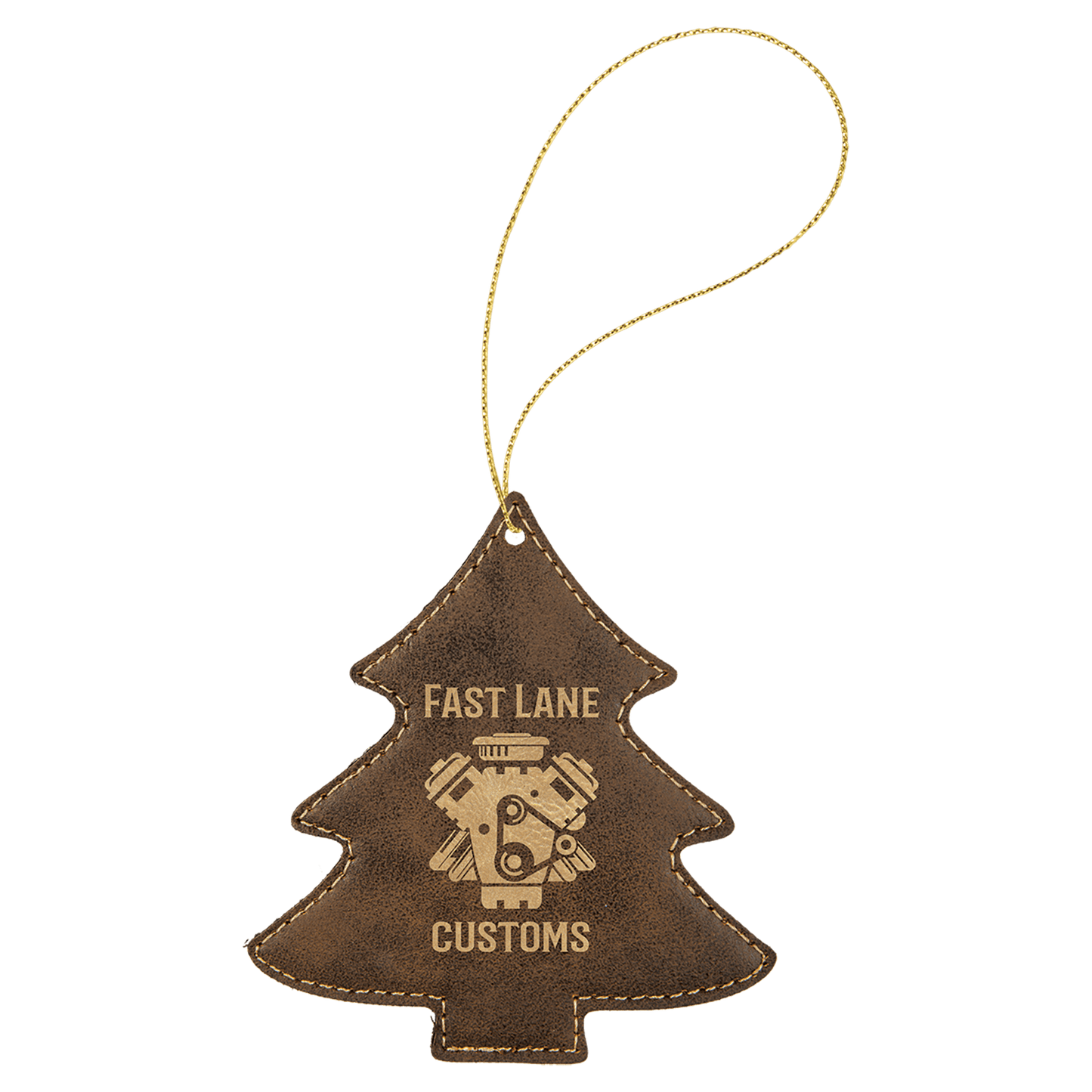 Leatherette Tree Ornament with String 4" x 4.5"