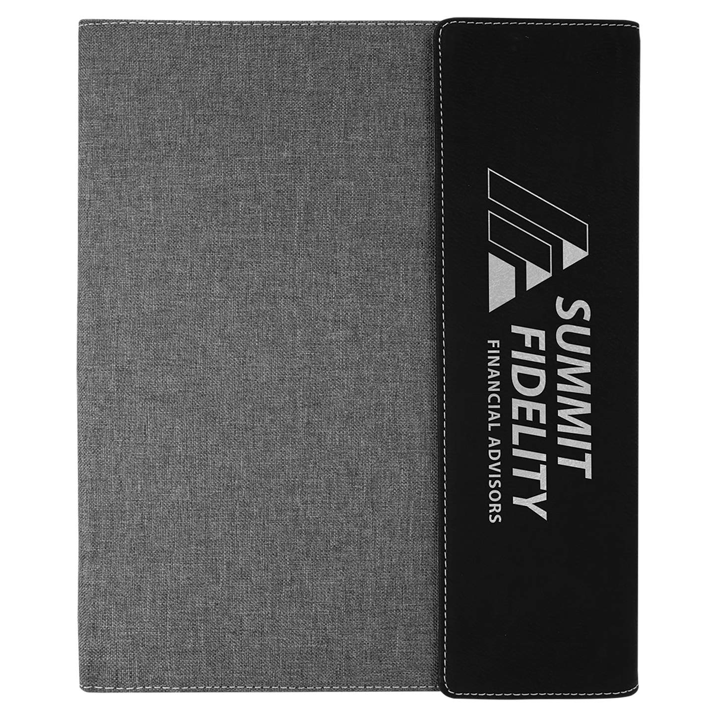 Black/Silver Leatherette /Gray Canvas Portfolio with Notepad