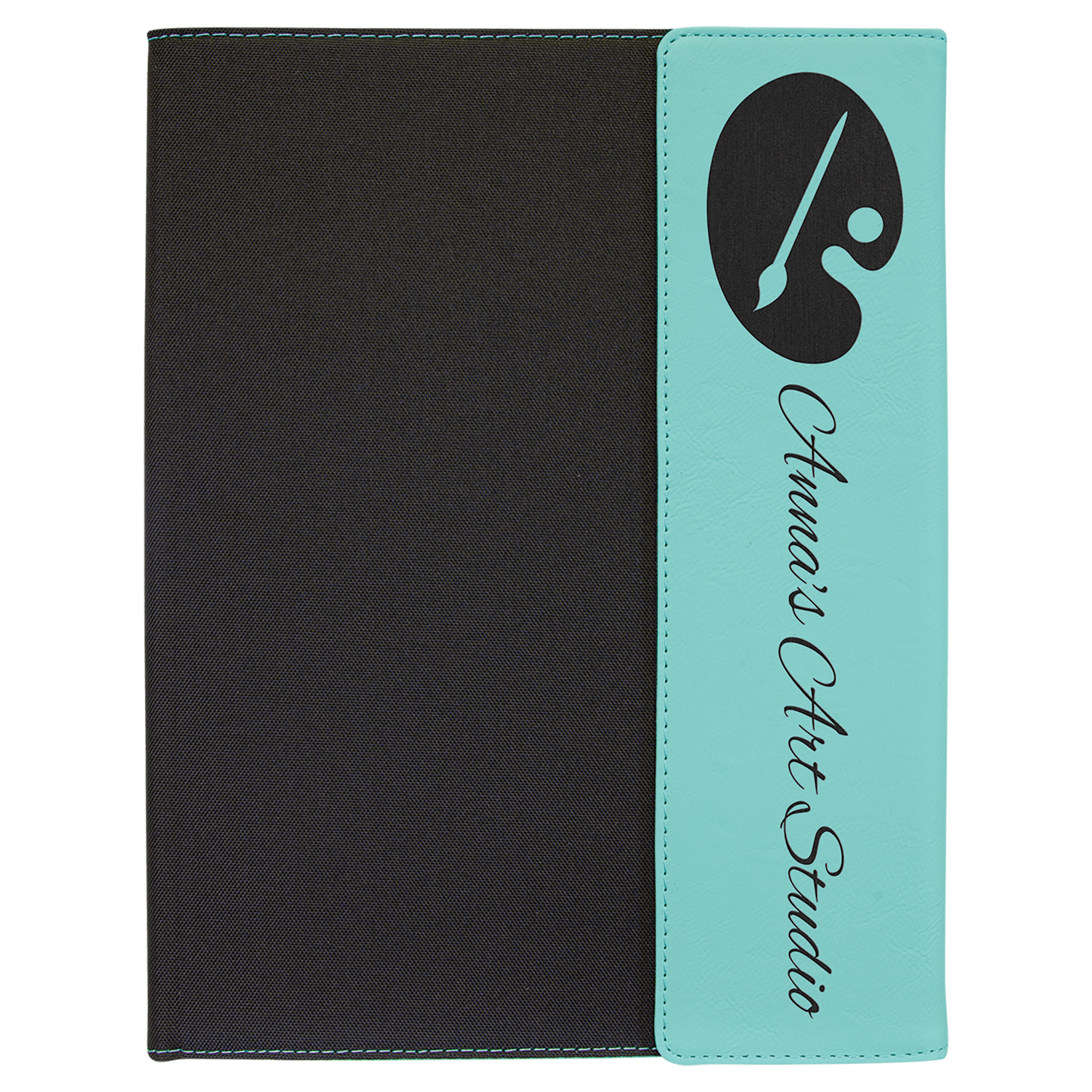 Teal Leatherette/Black Canvas Portfolio with Notepad