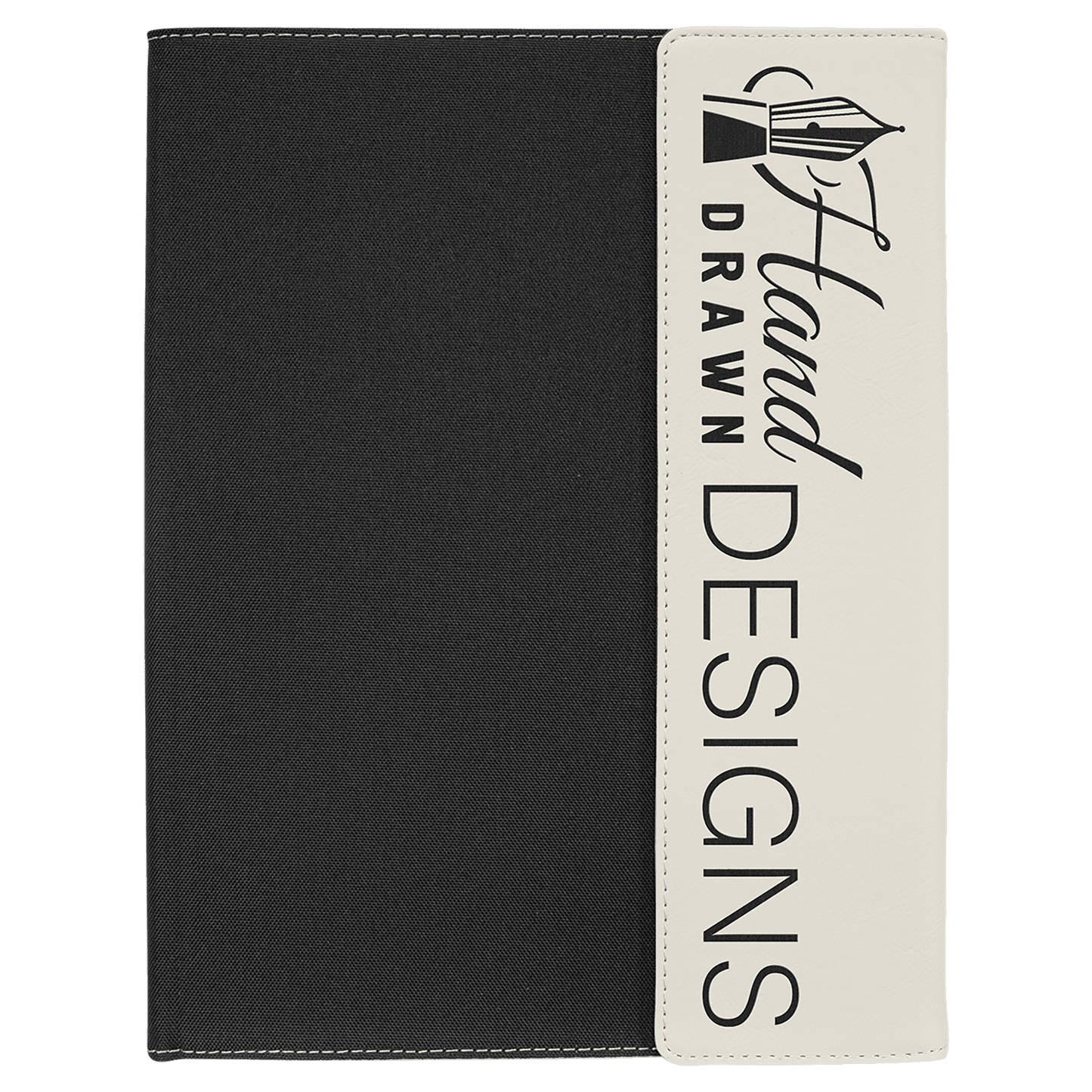 White Leatherette/Black Canvas Portfolio with Notepad