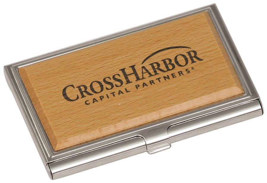 Beech Wood/Metal Business Card Holder