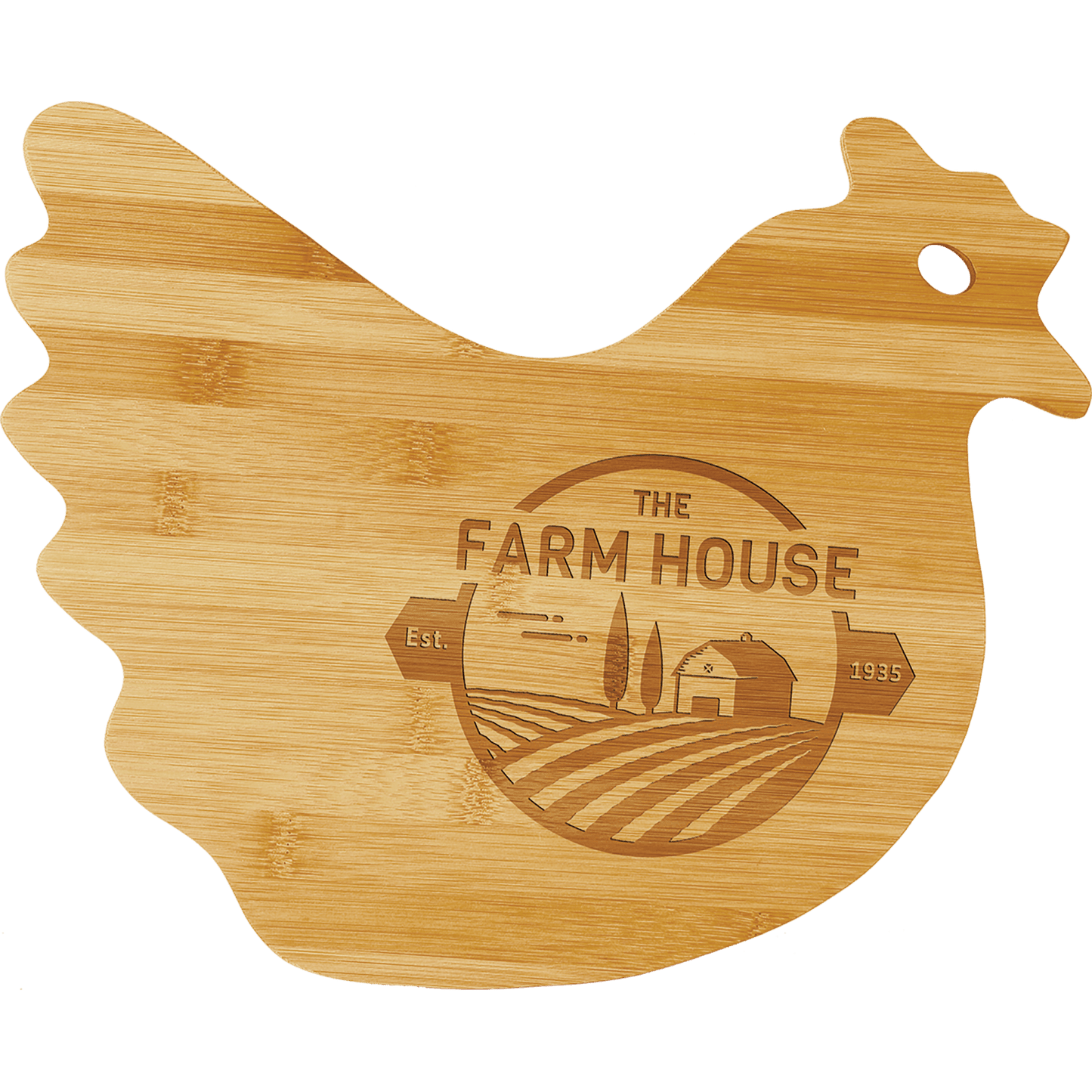13.5" x 10.875" Bamboo Hen Shaped Cutting Board