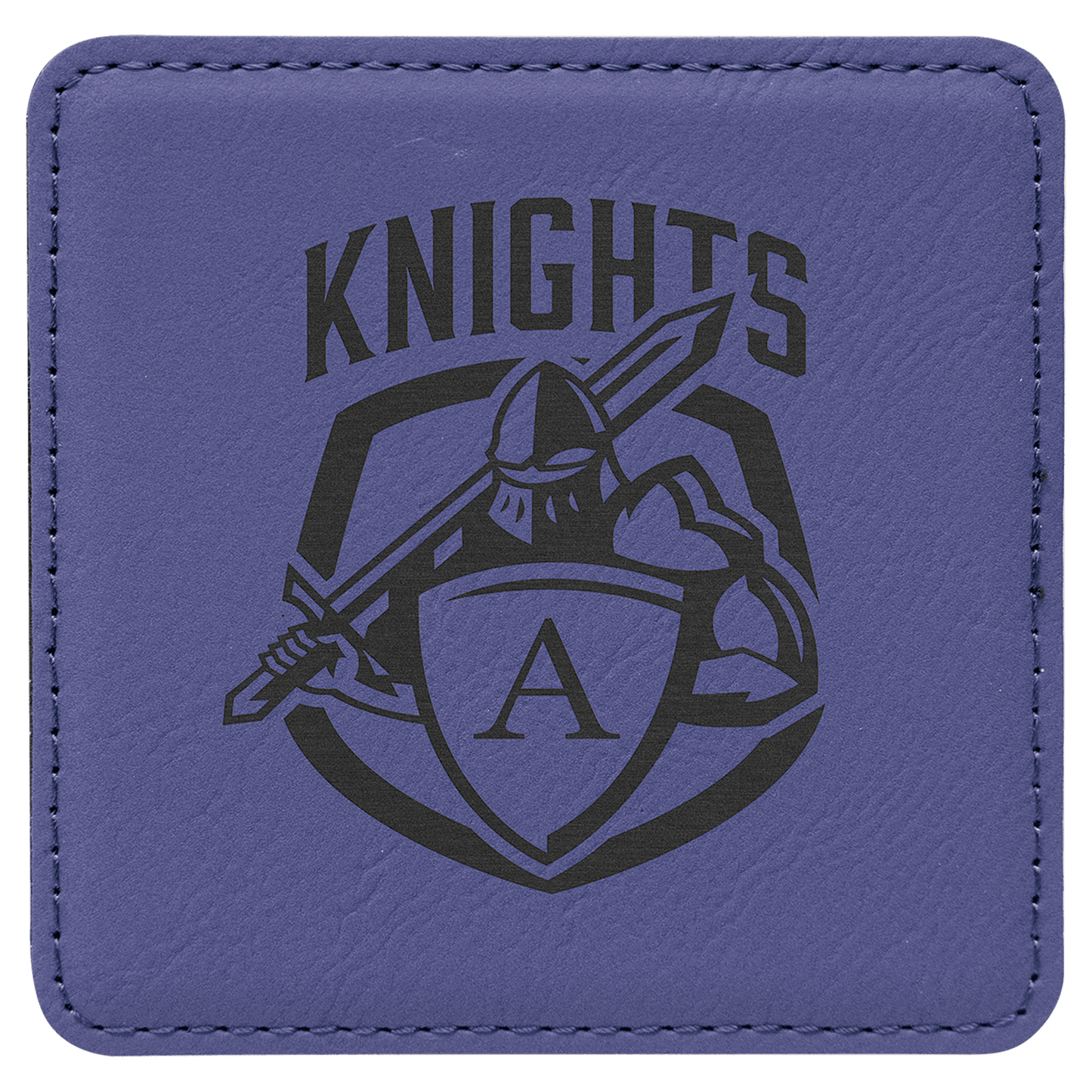 4" Square Purple Leatherette Coaster