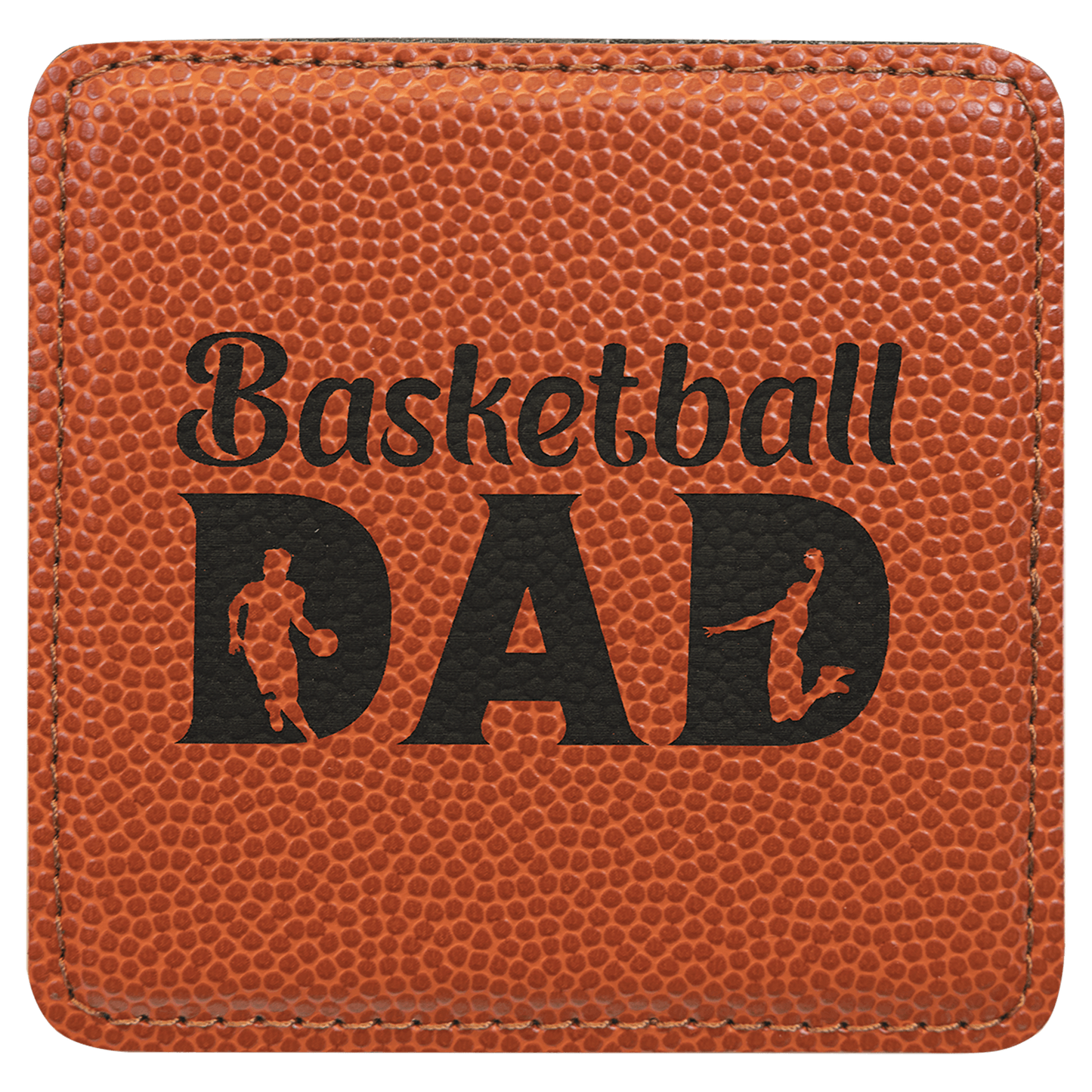 4" Square Basketball Leatherette Coaster