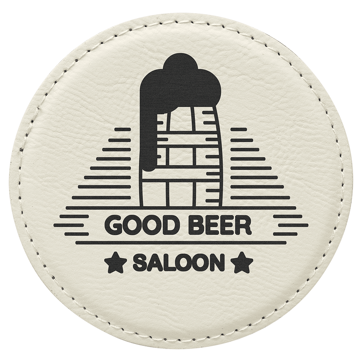 4" Round White Leatherette Coaster