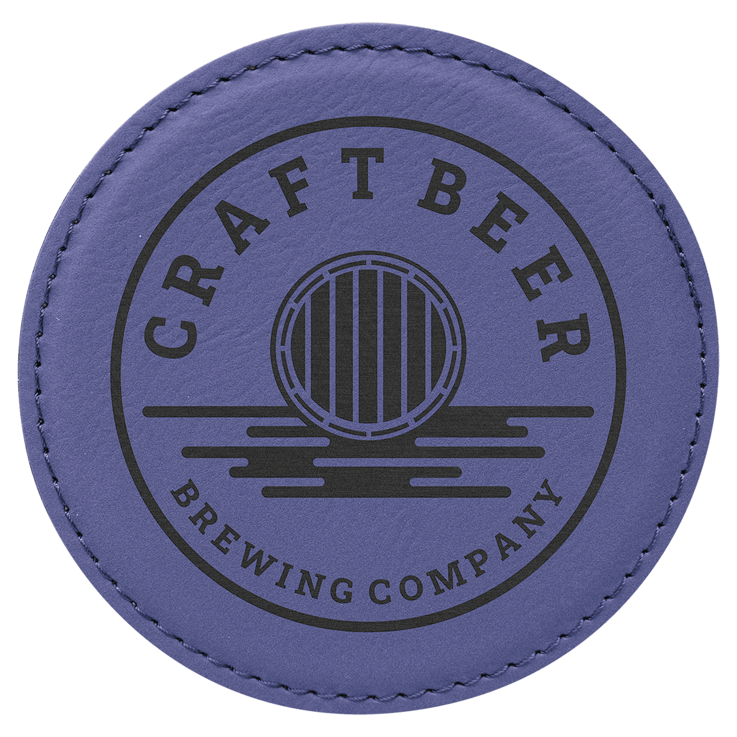 4" Round Purple Leatherette Coaster