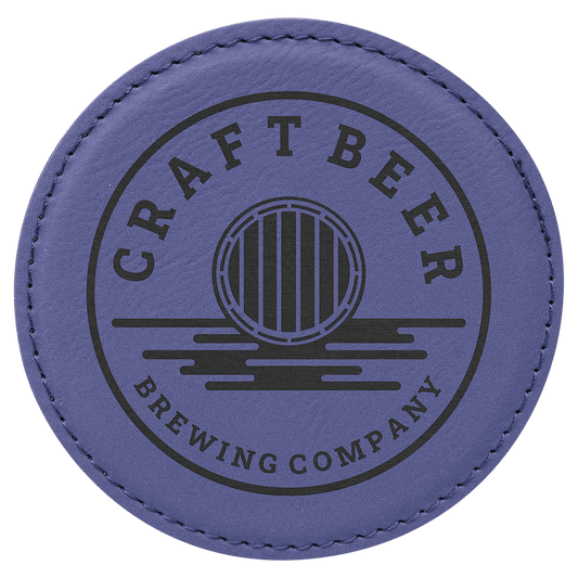 4" Round Purple Leatherette Coaster