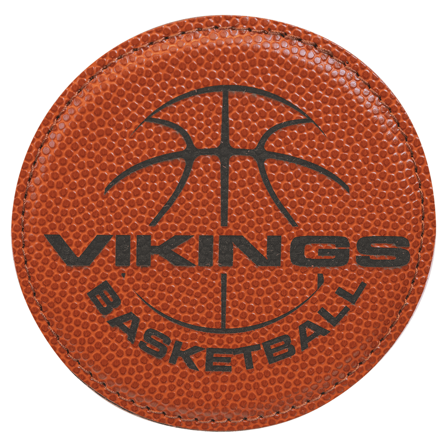 4" Round Basketball Leatherette Coaster