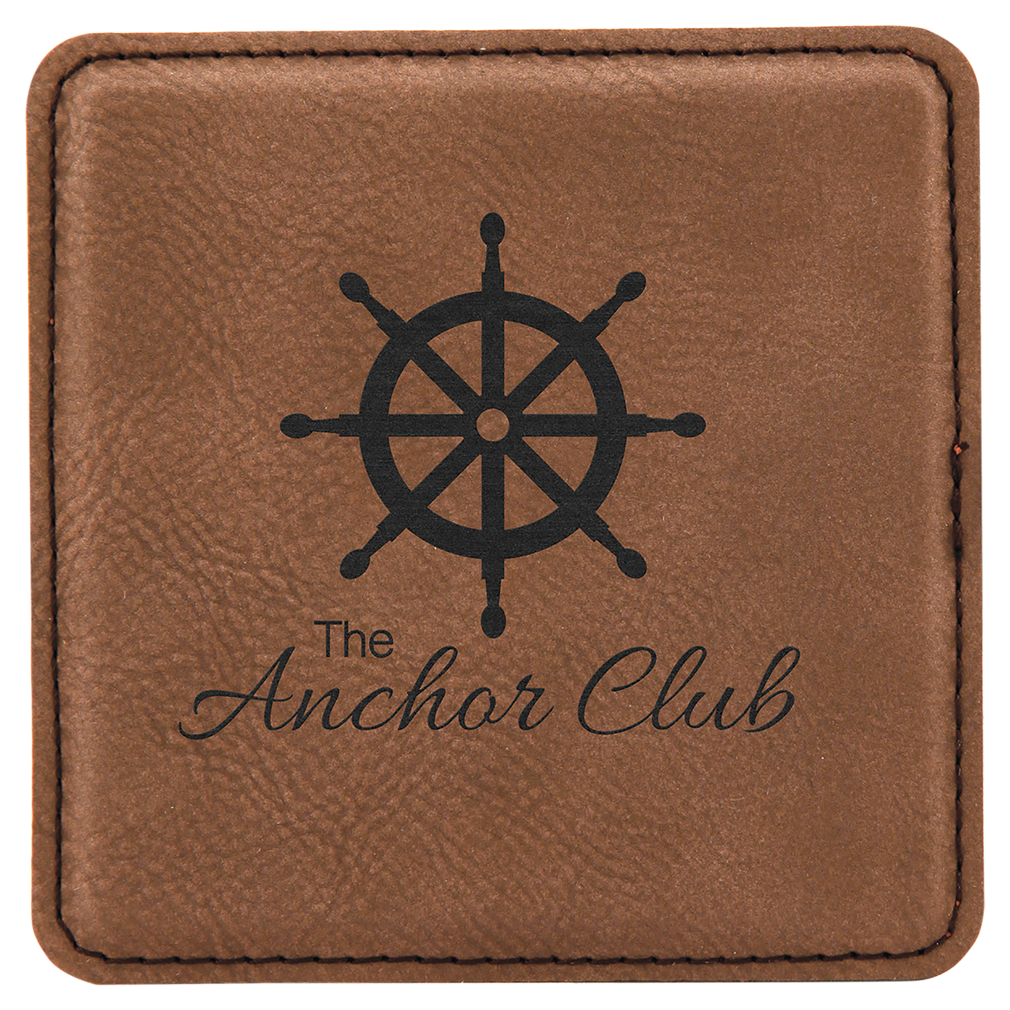 4" Square Dark Brown Leatherette Coaster