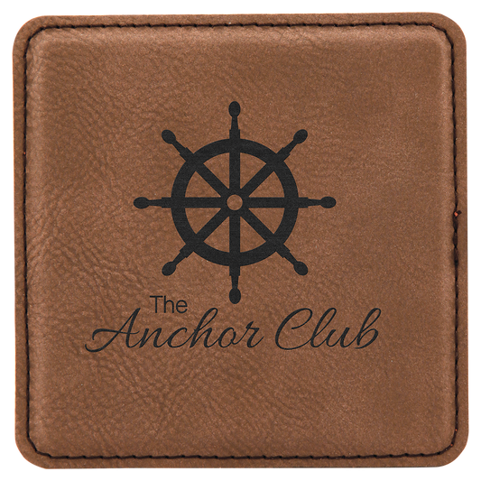 4" Square Dark Brown Leatherette Coaster