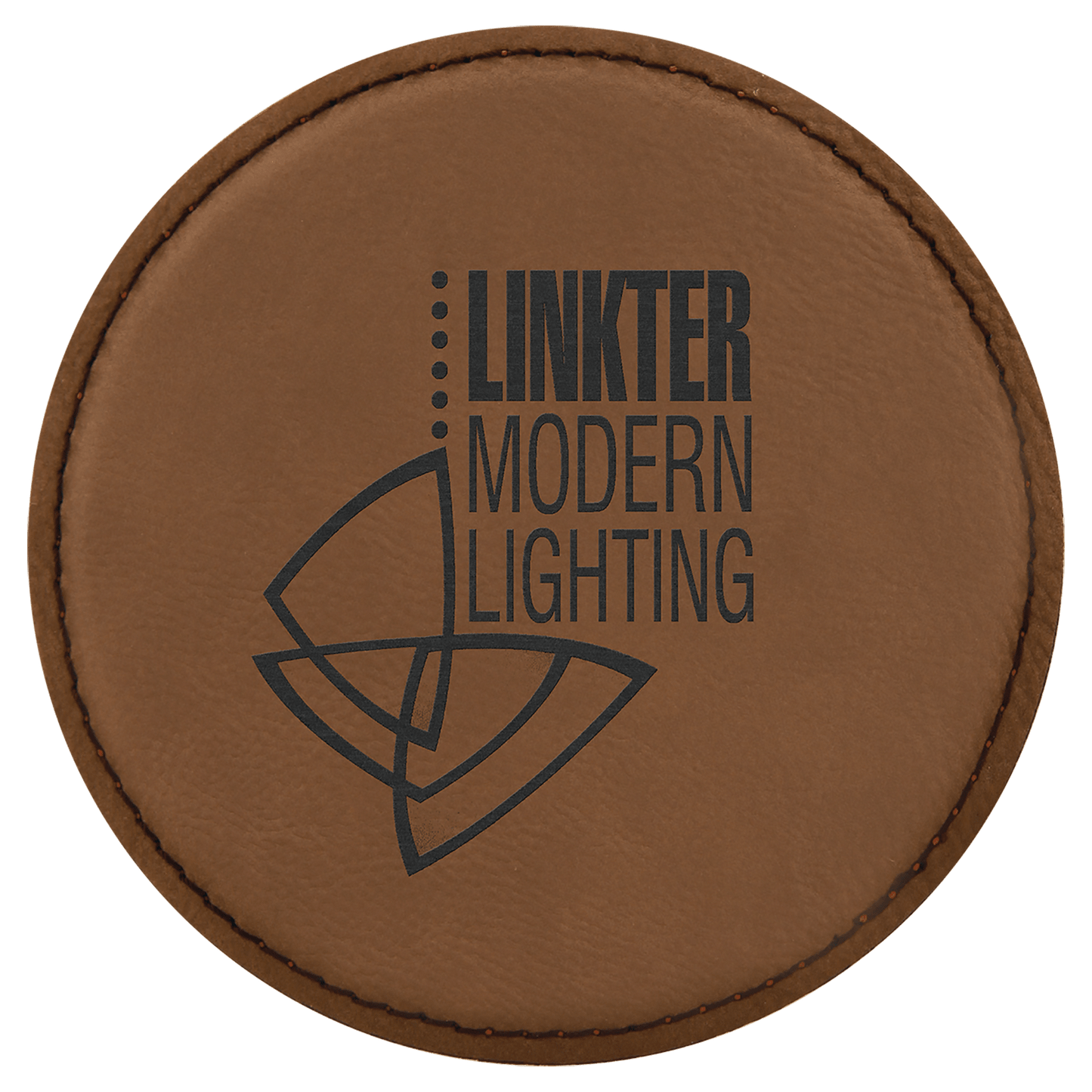 4" Round Dark Brown Leatherette Coaster