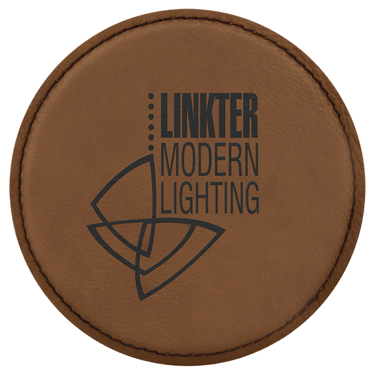 4" Round Dark Brown Leatherette Coaster