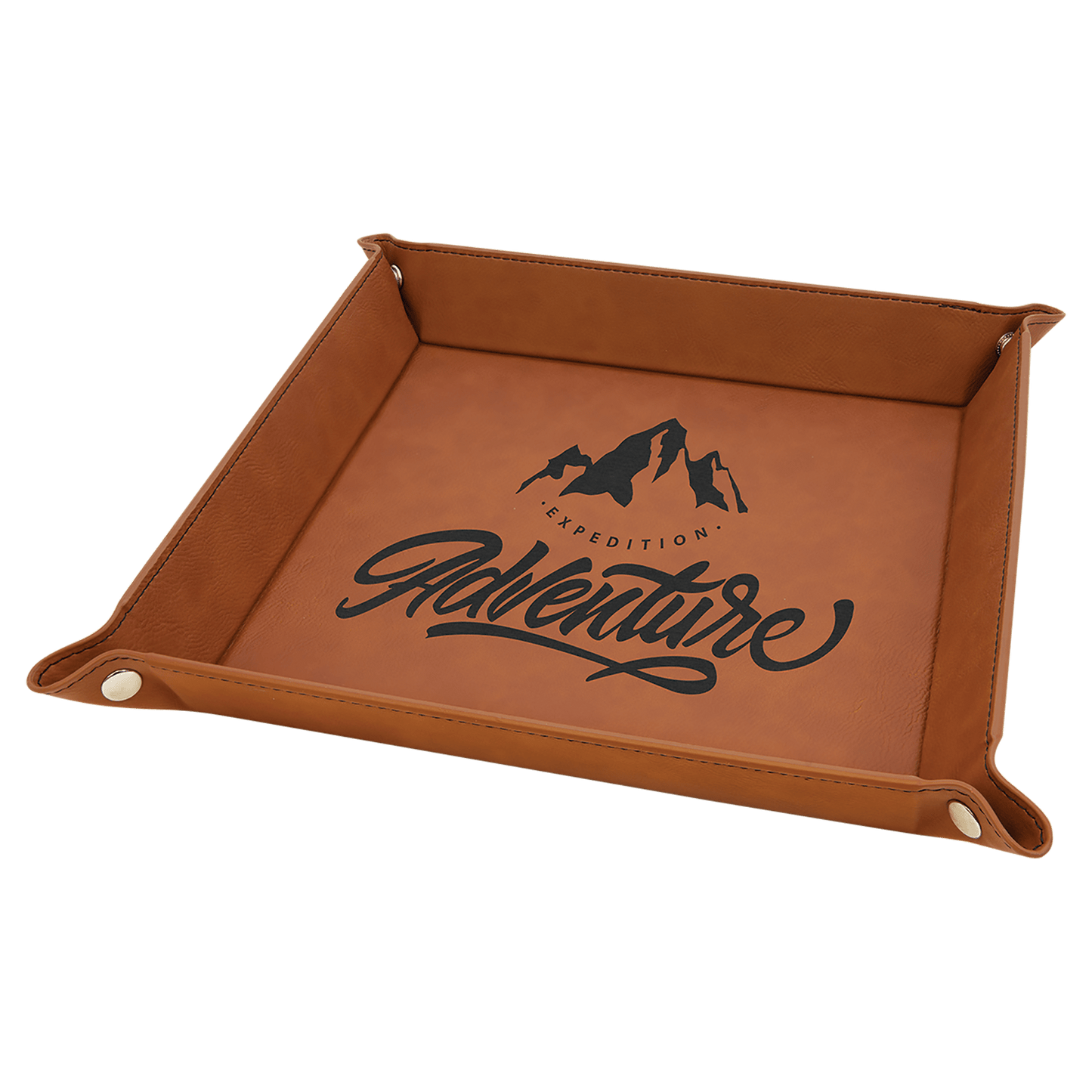 Rawhide Leatherette Snap-Up Tray with Silver Snaps