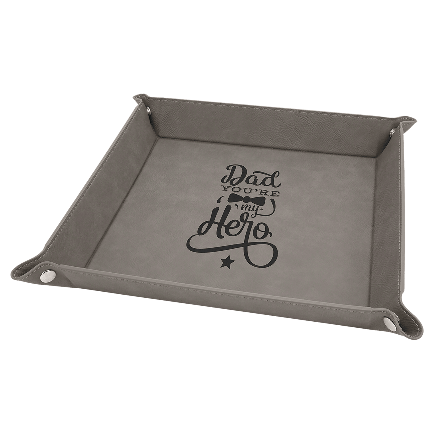 Gray Leatherette Snap-Up Tray with Silver Snaps