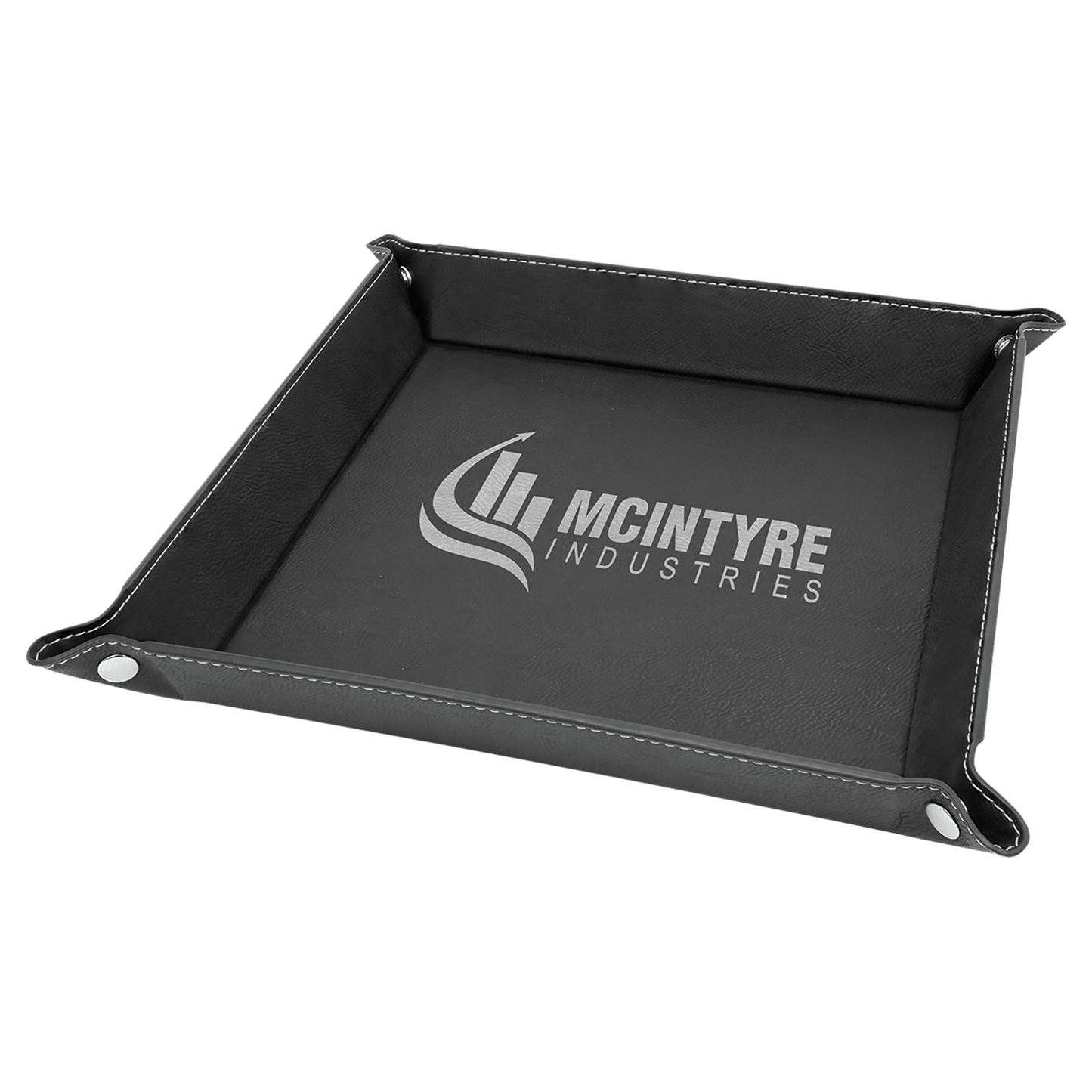 Black/Silver Leatherette Snap-Up Tray with Silver Snaps