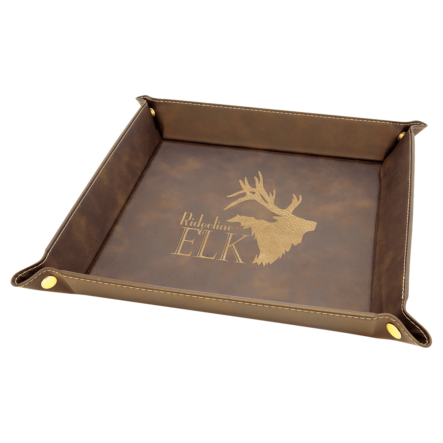 Rustic/Gold Leatherette Snap-Up Tray with Gold Snaps