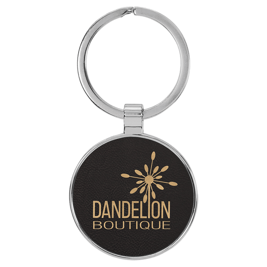 Leatherette/Metal Round Keychain 1.5"