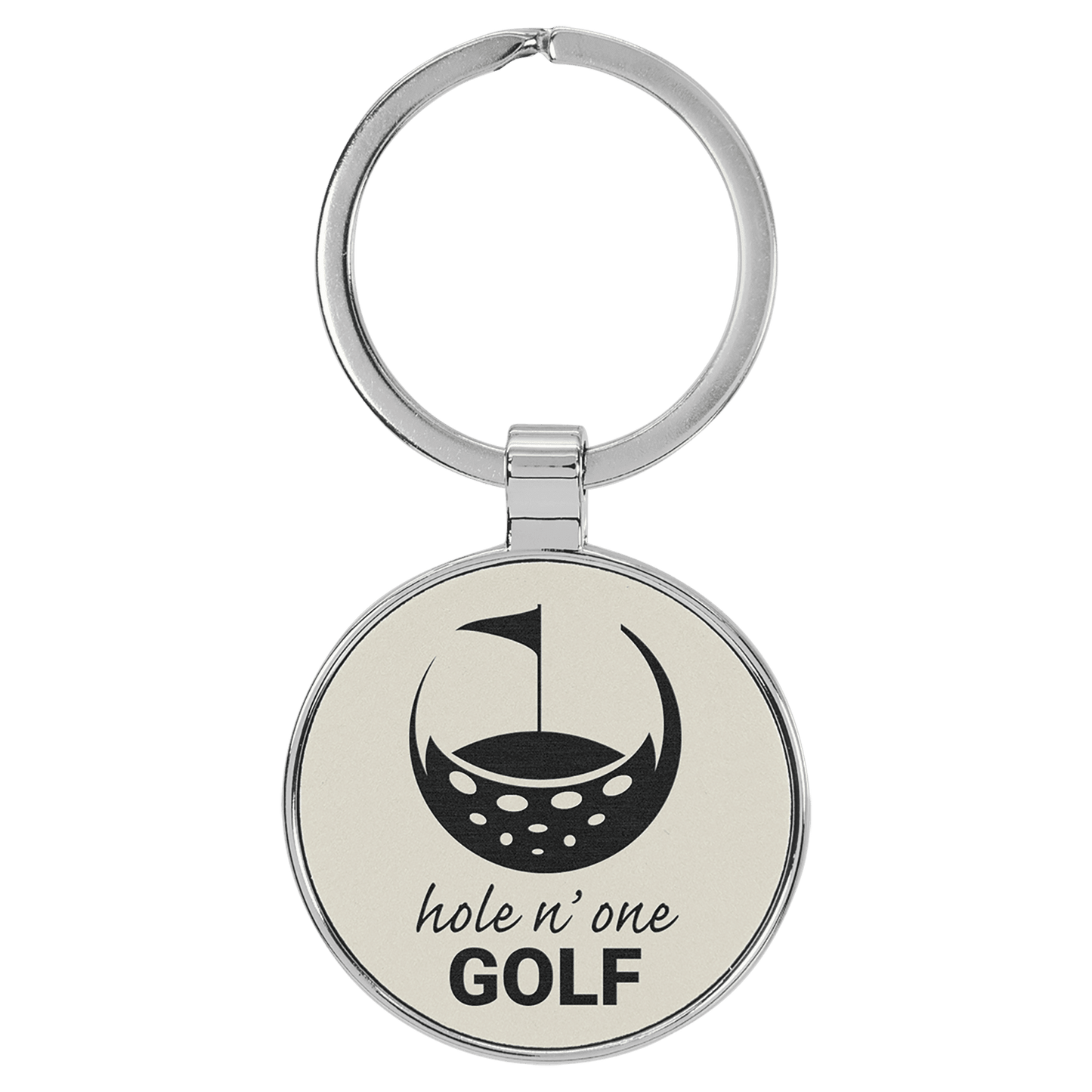 Leatherette/Metal Round Keychain 1.5"