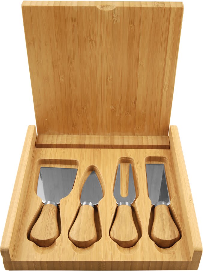 Bamboo Cheese Set with 4 Tools 8"