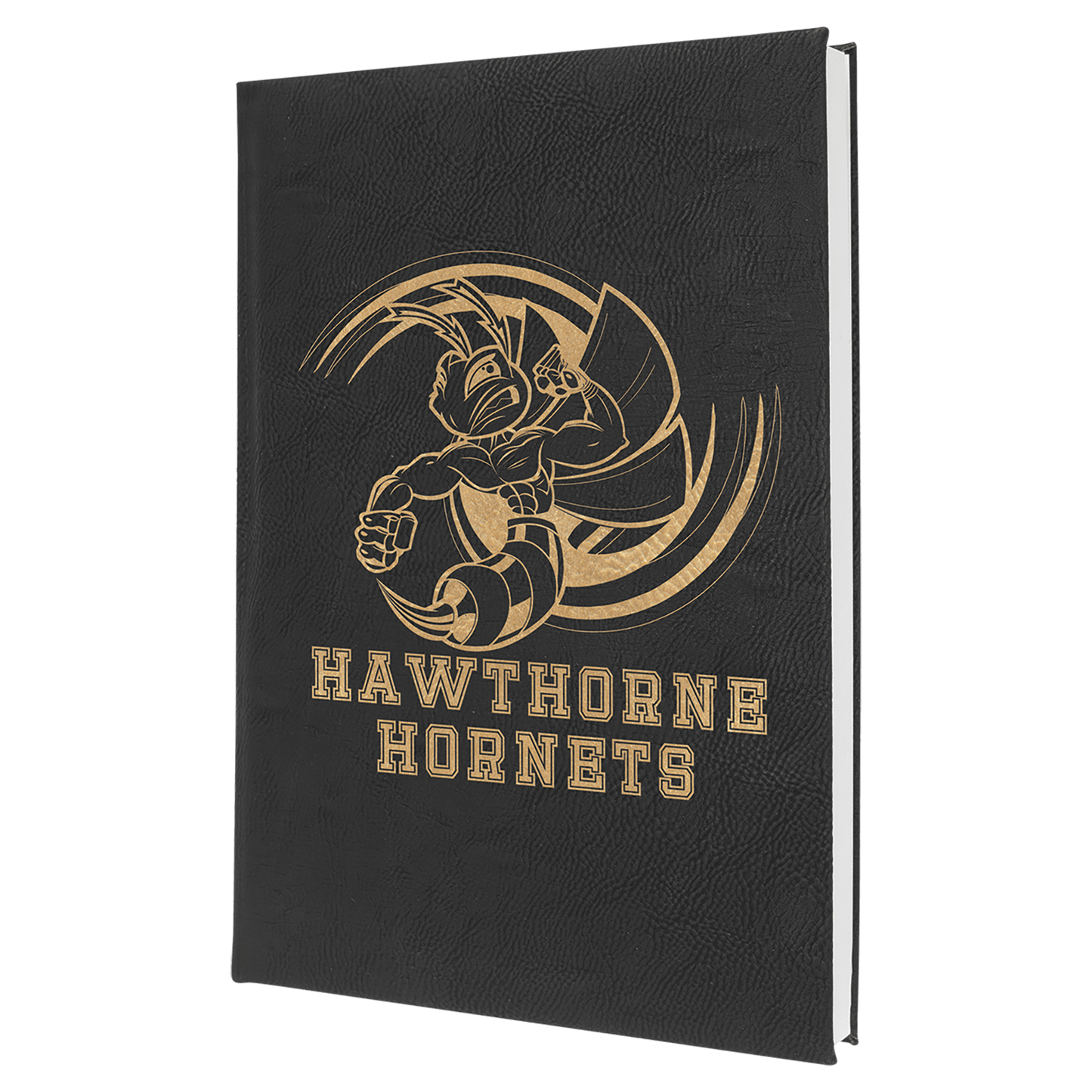 Black/Gold Leatherette Sketch Book with Unlined Notepad