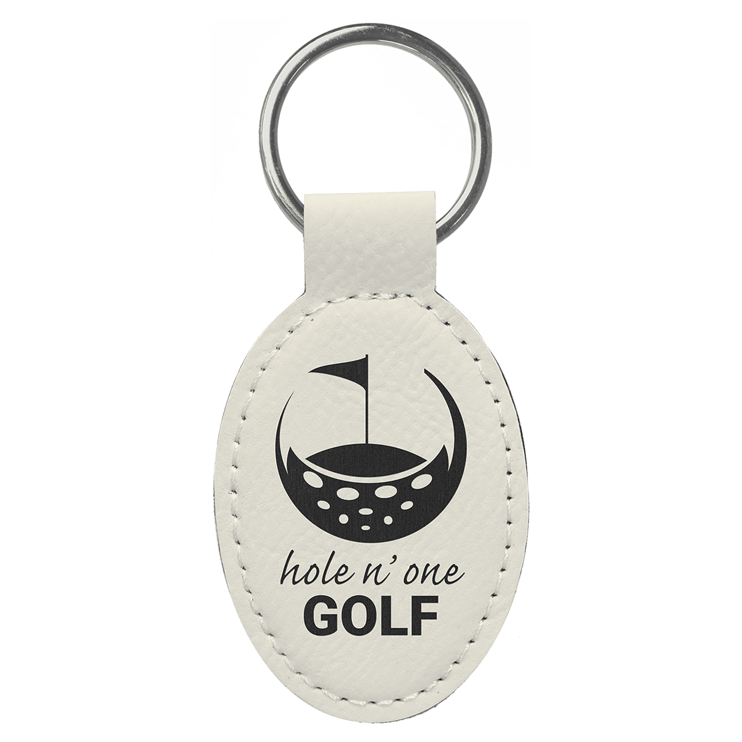 Leatherette Oval Keychain 3" x 1.75"