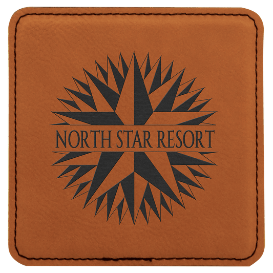 4" Square Rawhide Leatherette Coaster