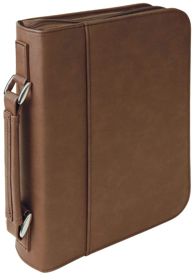 Dark Brown Leatherette Book/Bible Cover with Handle & Zipper