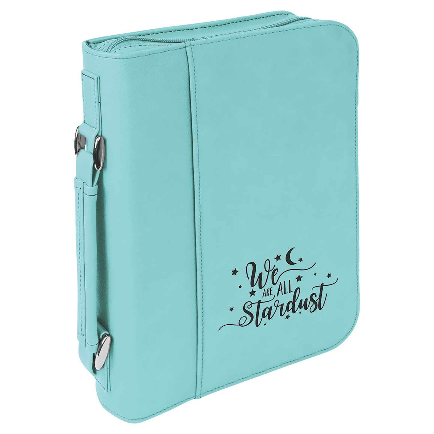 Teal Leatherette Book/Bible Cover with Handle & Zipper