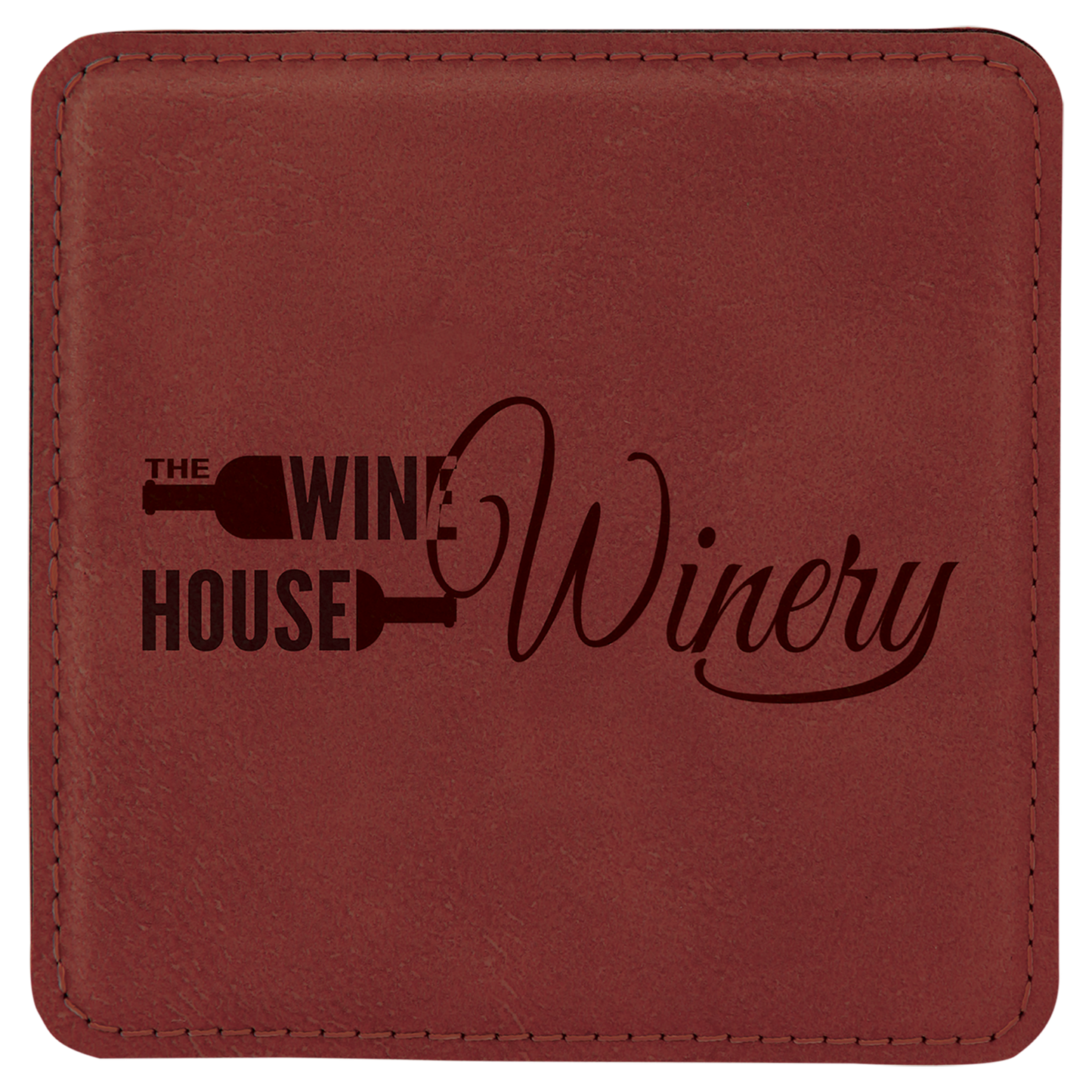 4" Square Rose Leatherette Coaster