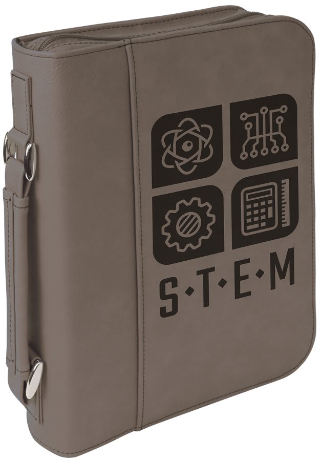 Gray Leatherette Book/Bible Cover with Handle & Zipper